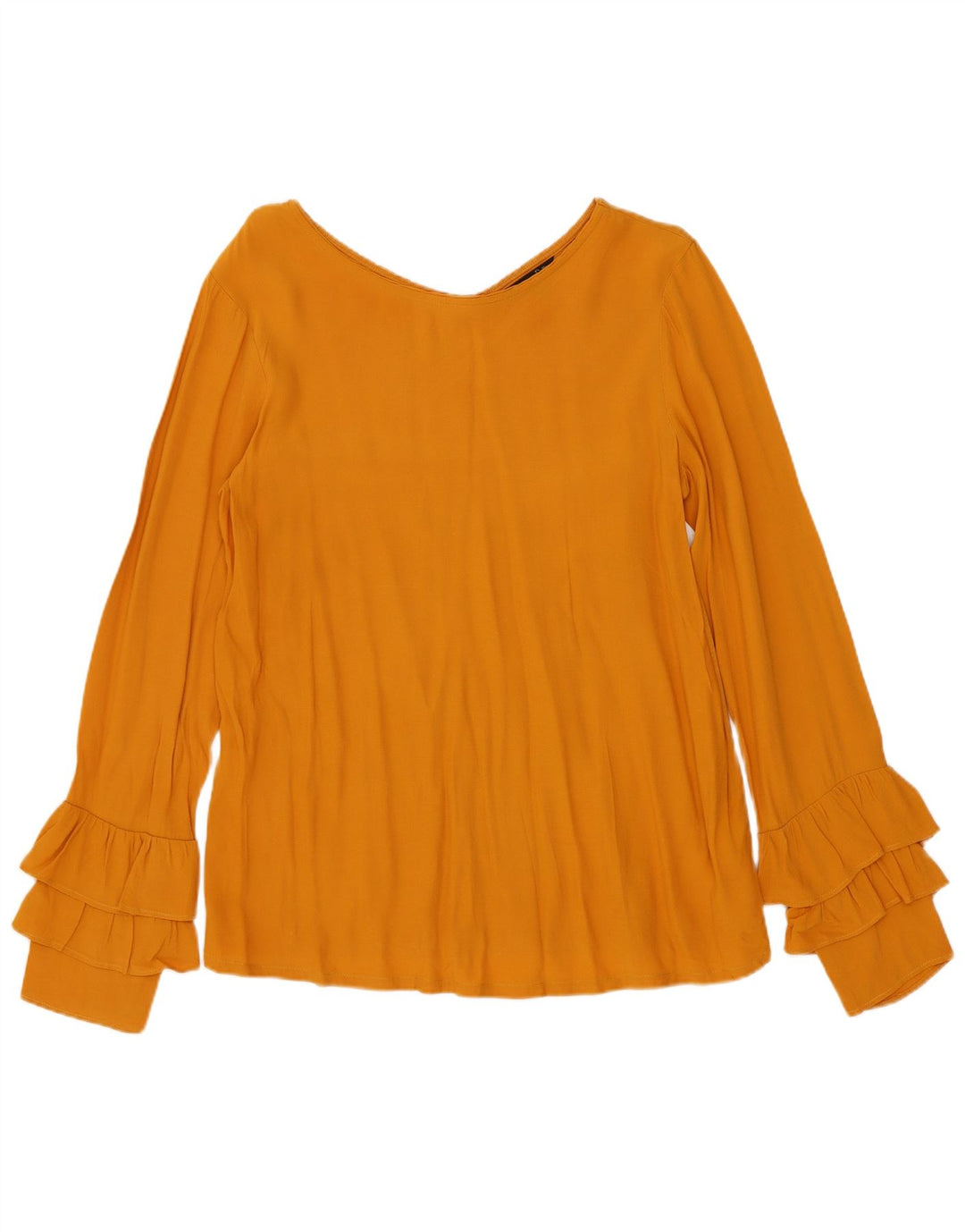 Massimo Dutti Blusa Manga Larga Mujer UK 10 Small Lyocell Amarillo
