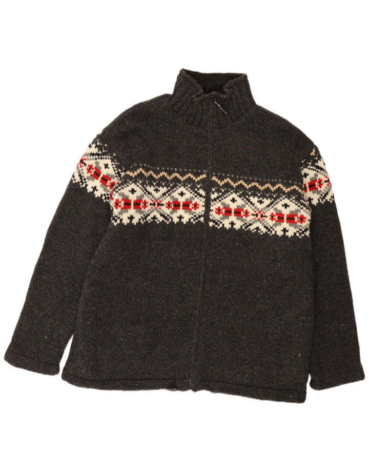 THC Suéter tipo cárdigan para hombre 2XL Gris Fair Isle Lana nueva