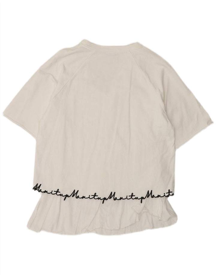 Max & Co. Blusa extragrande con estampado gráfico para mujer UK 10 Small White Cotton