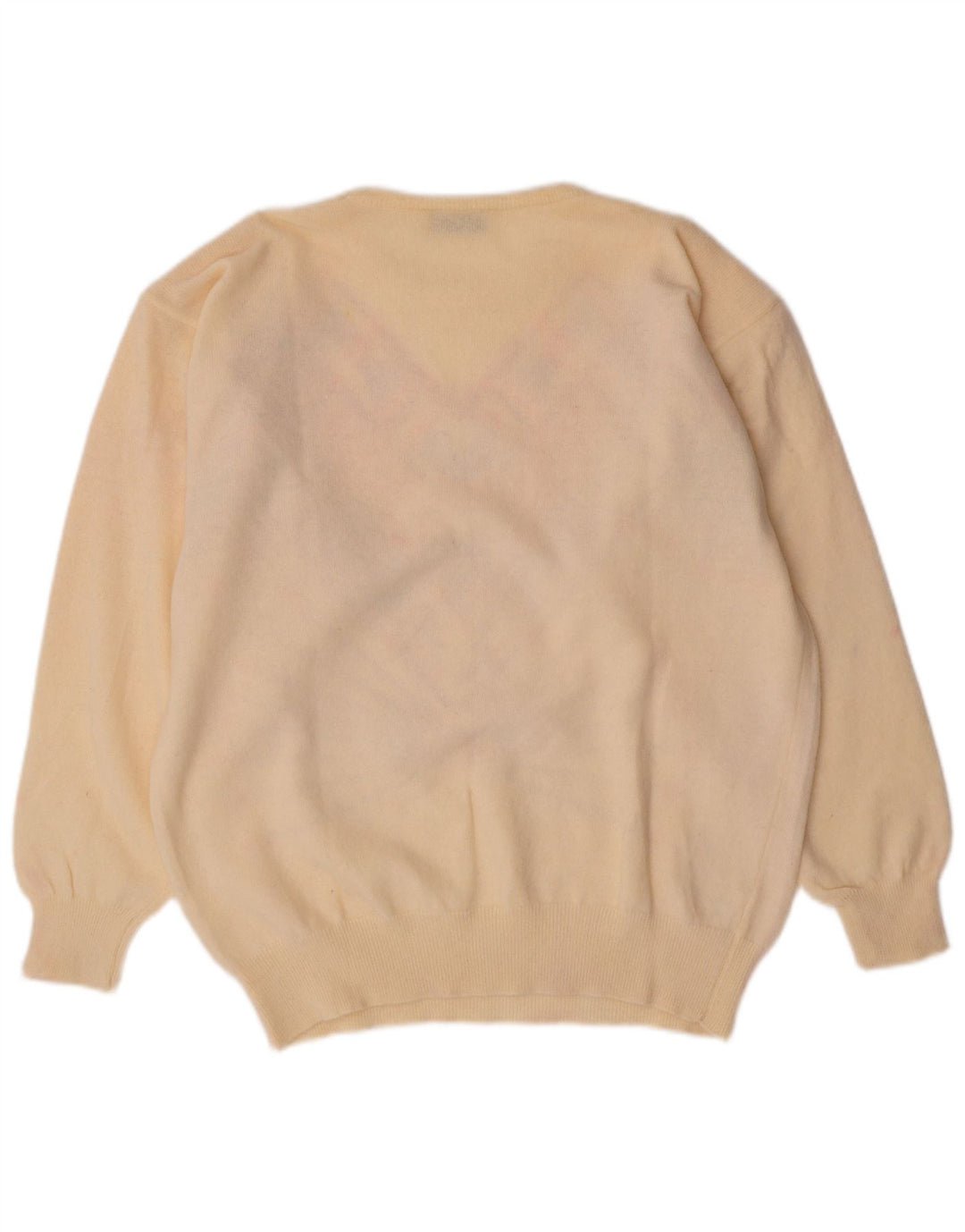VINTAGE Mujer Crew Neck Jumper Suéter Reino Unido 16 Grande Off White Geométrico