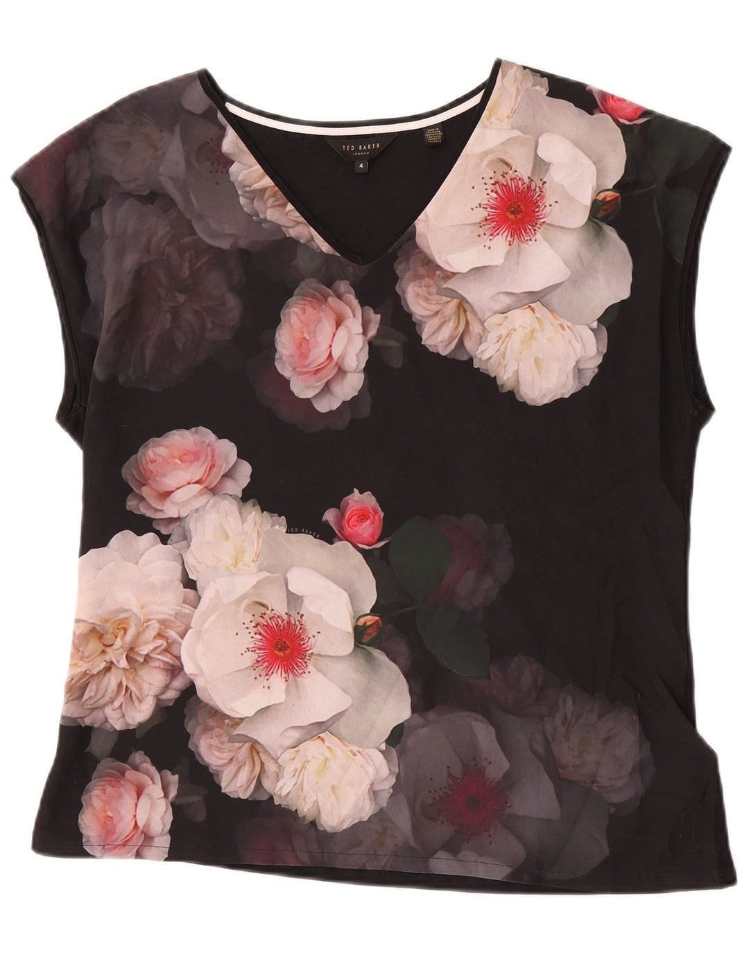 Ted Baker Blusa para mujer Talla superior 4 Poliéster floral negro grande