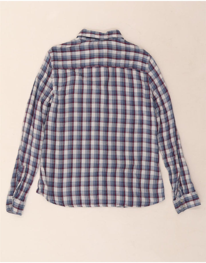 Laura Ashley Camisa para mujer Reino Unido 42 Algodón a cuadros azul mediano