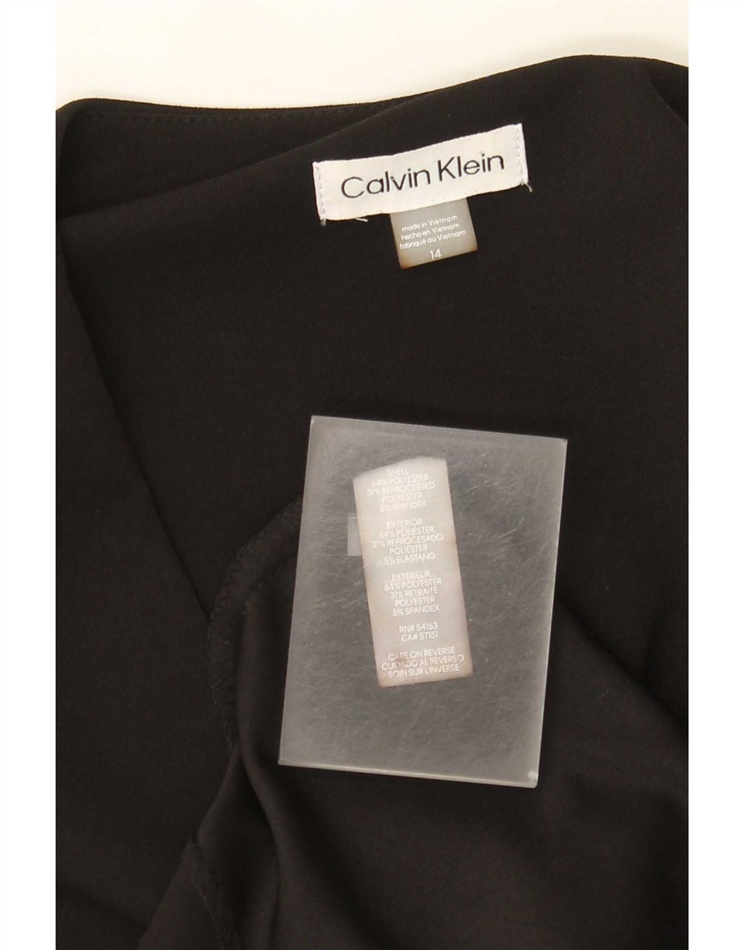 Calvin Klein Vestido sin mangas para mujer US 14 Grande Poliéster negro