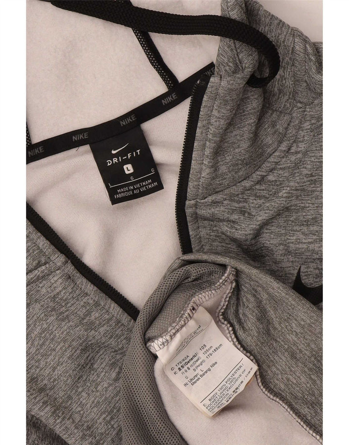 Nike Mens Dri Fit Zip Sudadera con capucha suéter grande gris poliéster