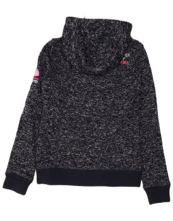 Superdry Suéter con capucha y cremallera para mujer UK 6 XS Poliéster moteado azul marino