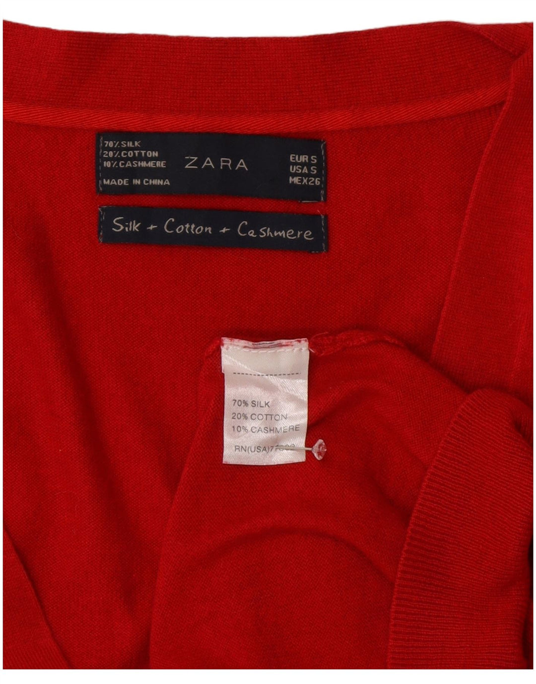 Zara Mujer Cárdigan Suéter UK 10 Small Seda Roja