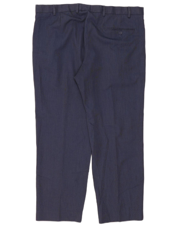 Marks & Spencer Pantalón de traje recto para hombre W40 L29 Poliéster azul marino