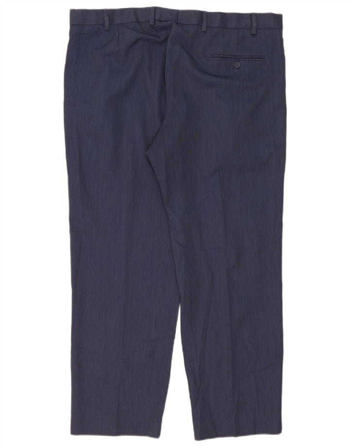 Marks & Spencer Pantalón de traje recto para hombre W40 L29 Poliéster azul marino