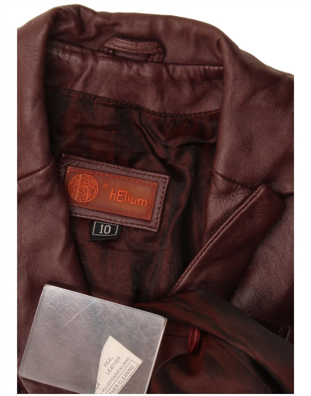 Helium Chaqueta Blazer de Cuero con 3 Botones para Mujer UK 10 Small Borgoña