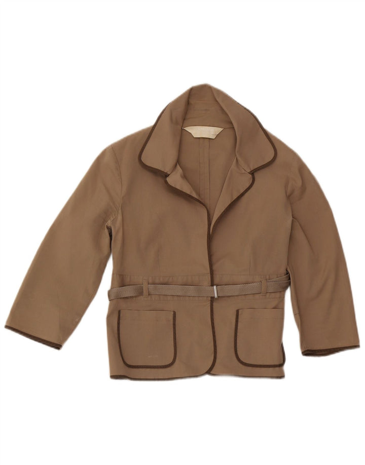 Max Mara Chaqueta Blazer Corta de Manga 3/4 para Mujer UK 42 Algodón Beige Medio