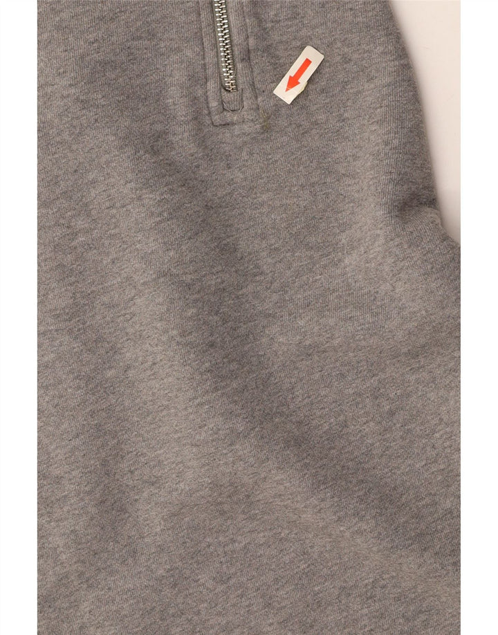 FRED PERRY Sudadera con cuello y cremallera para hombre Jersey de algodón gris grande