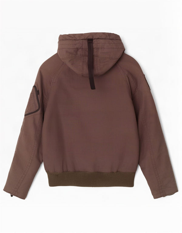 Blauer Chaqueta acolchada con capucha para hombre UK 36 Small Marrón Poliamida