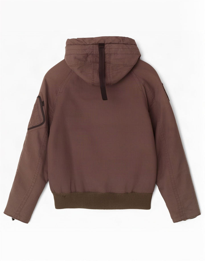 Blauer Chaqueta acolchada con capucha para hombre UK 36 Small Marrón Poliamida
