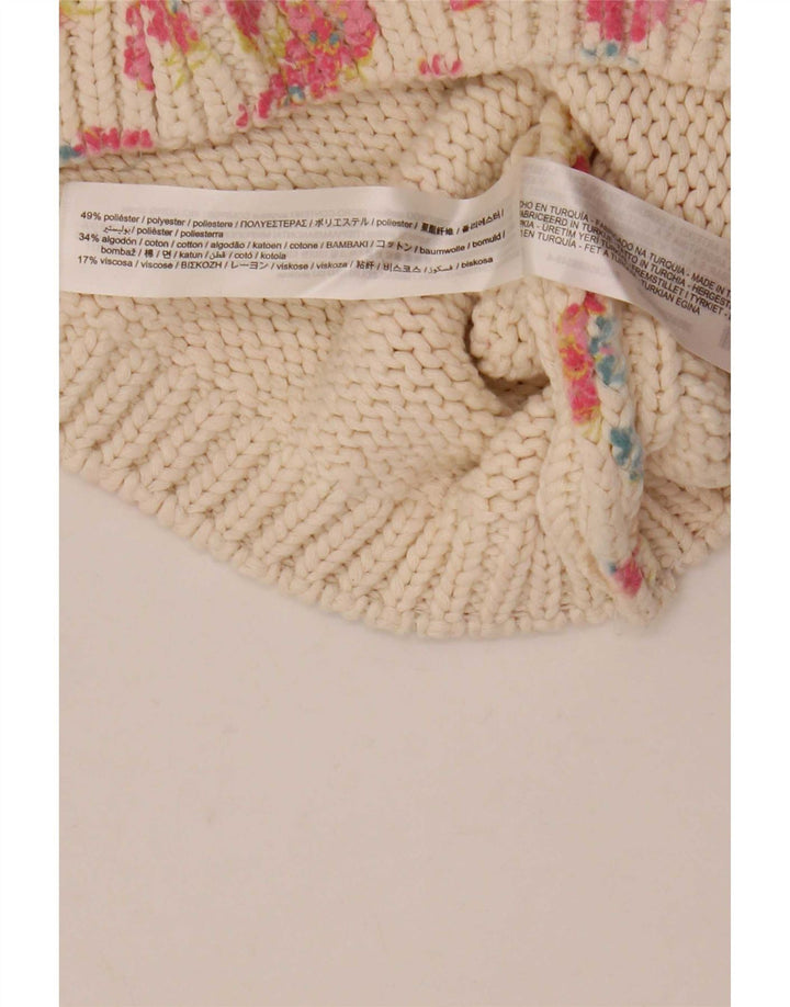 Zara Mujer Crop Vest Tank Top UK 40 Medio Blanco Floral Poliéster