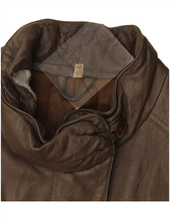 Chaqueta de cuero vintage para mujer IT 44 Gris medio