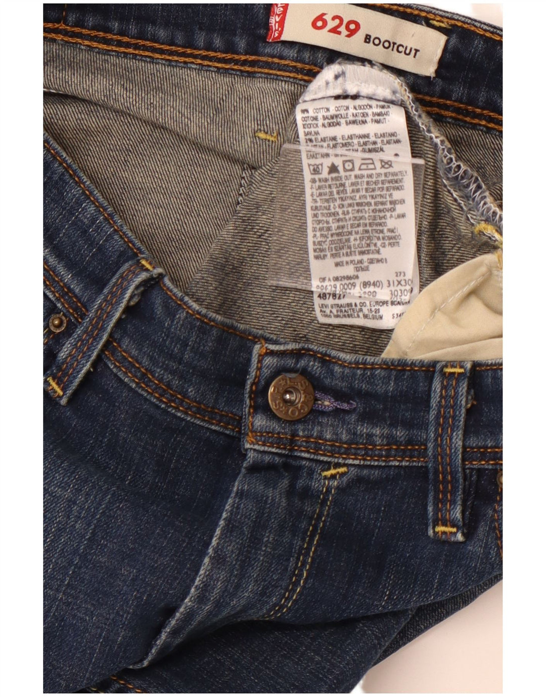 LEVI'S Vaqueros Bootcut 629 para Mujer W31 L30 Algodón Azul Marino