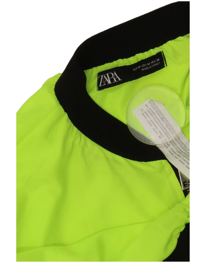Zara Mujer Crop Chándal Top Chaqueta UK 44 Medio Amarillo Colorblock