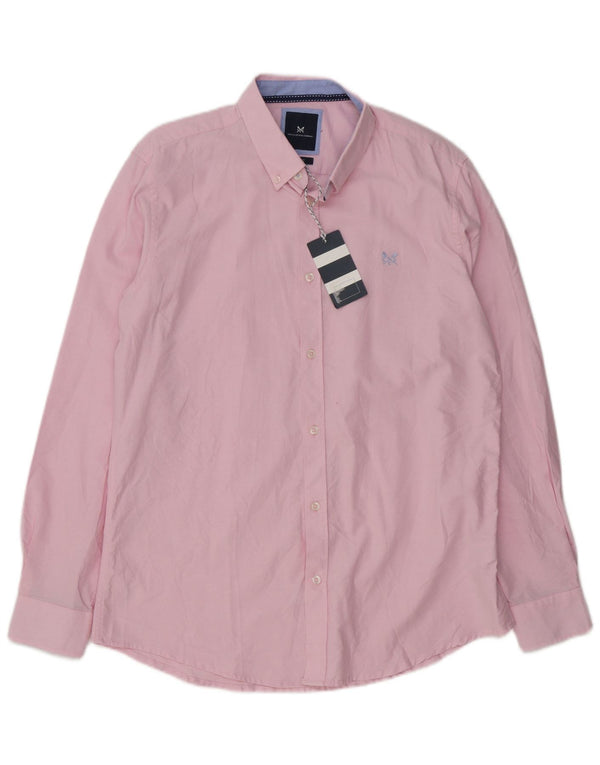 Crew Clothing Camisa ajustada para hombre Algodón rosa grande