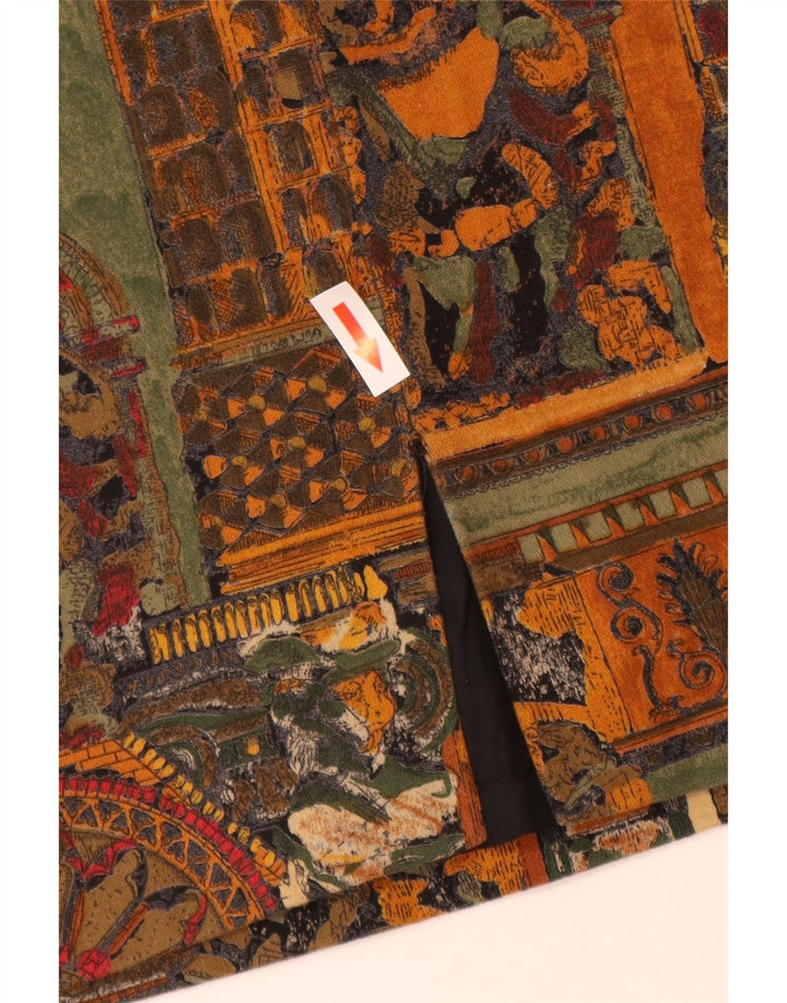 VINTAGE Falda lápiz para mujer W28 Algodón geométrico marrón medio