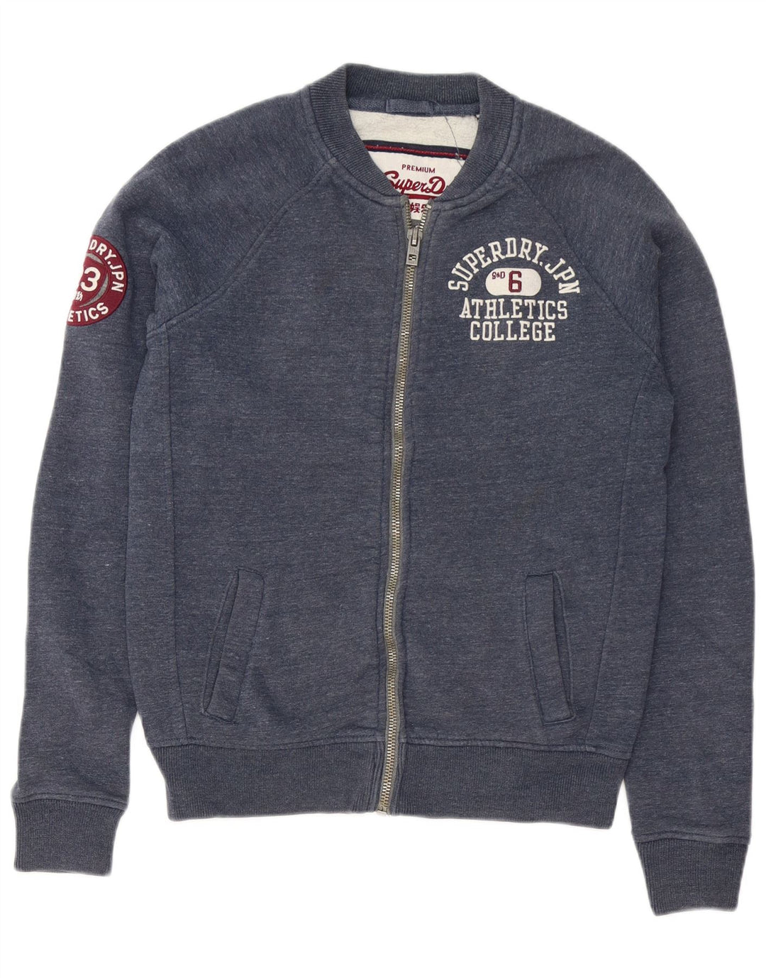Superdry Chaqueta superior de chándal con gráfico gráfico de algodón moteado en azul marino mediano
