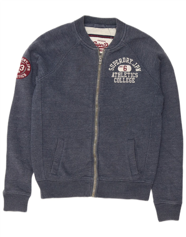 Superdry Chaqueta superior de chándal con gráfico gráfico de algodón moteado en azul marino mediano