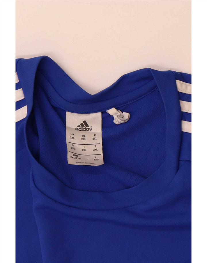 Adidas Mens Climalite Camiseta Top 2XL Azul Colorblock Poliéster
