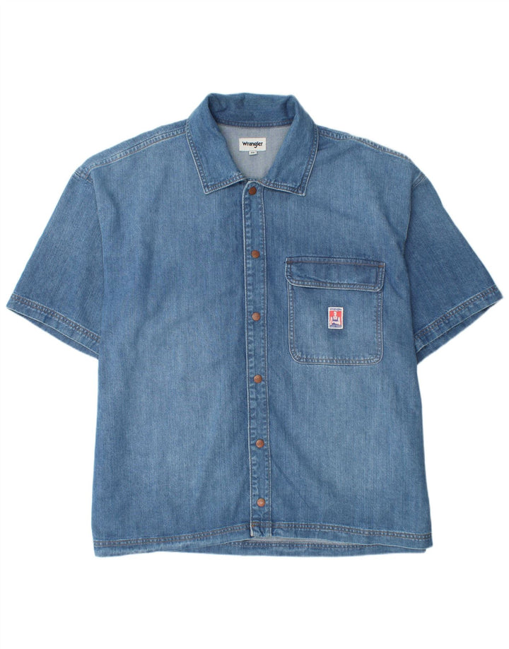 Wrangler Camisa vaquera de manga corta para hombre 2XL Algodón azul
