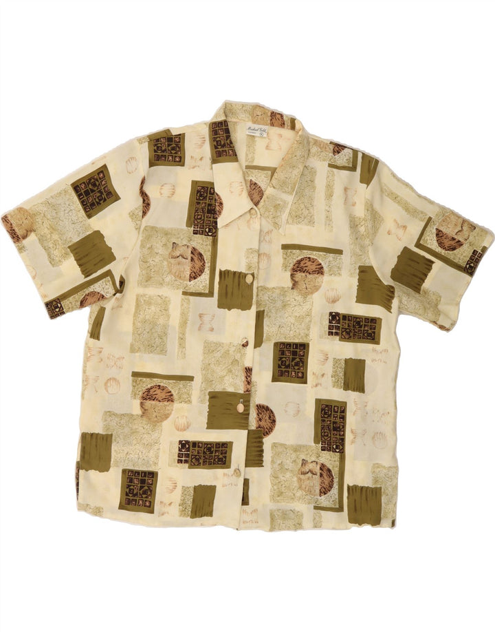 MICHAEL GOLD Womens Short Sleeve Shirt Blouse UK 18 XL Green Patchwork Vintage Michael Gold and Second-Hand Michael Gold from Messina Hembry 