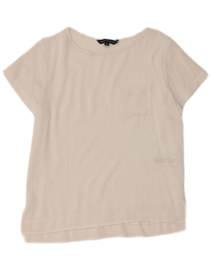 French Connection Top transparente para mujer UK 6 XS Poliéster blanco
