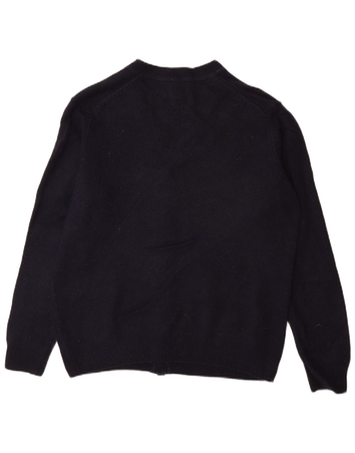 Marks & Spencer Suéter tipo cárdigan para hombre de lana de cordero azul marino mediano