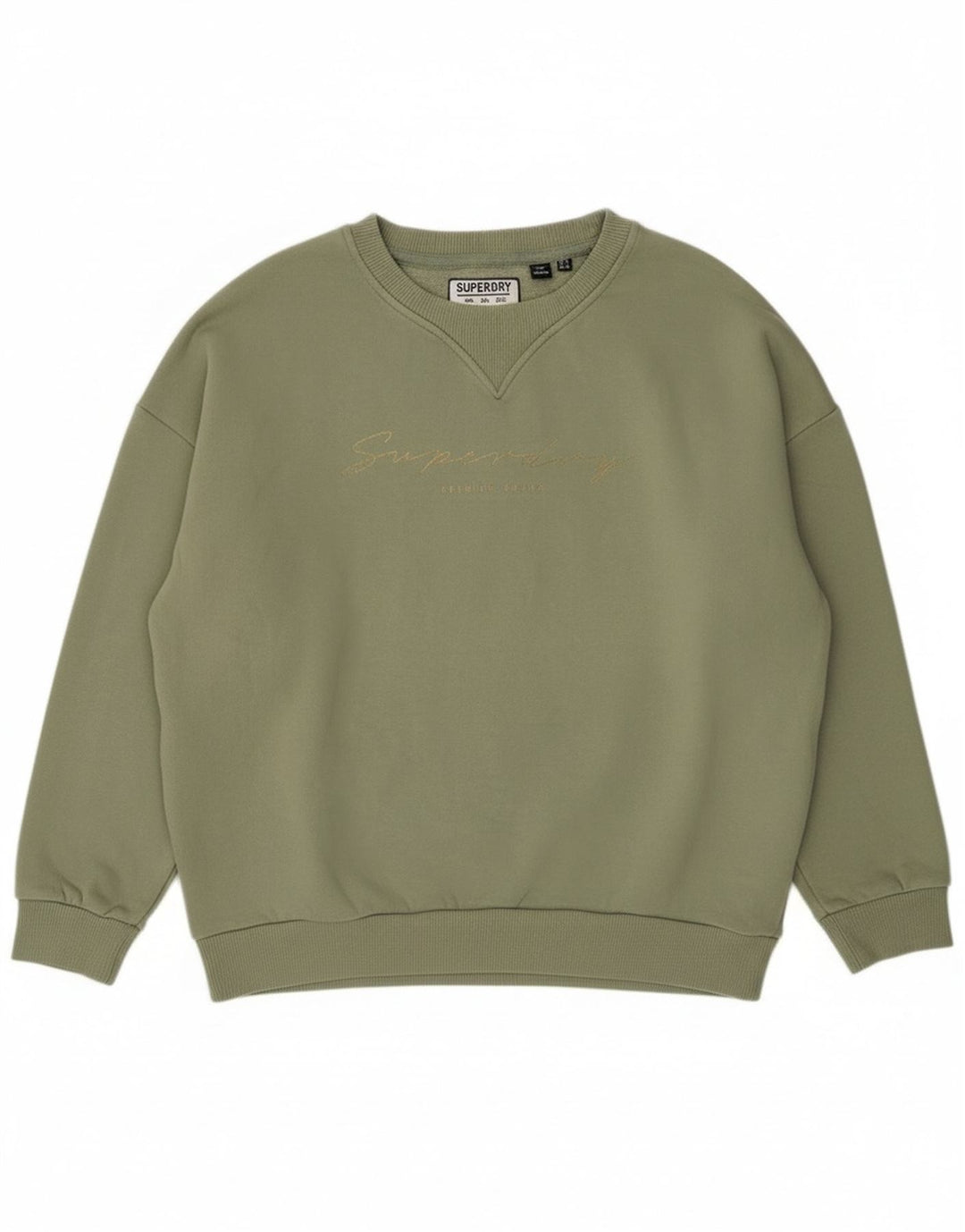 Superdry Mujer Graphic Oversize Sudadera Jumper UK 8 Small Verde Algodón