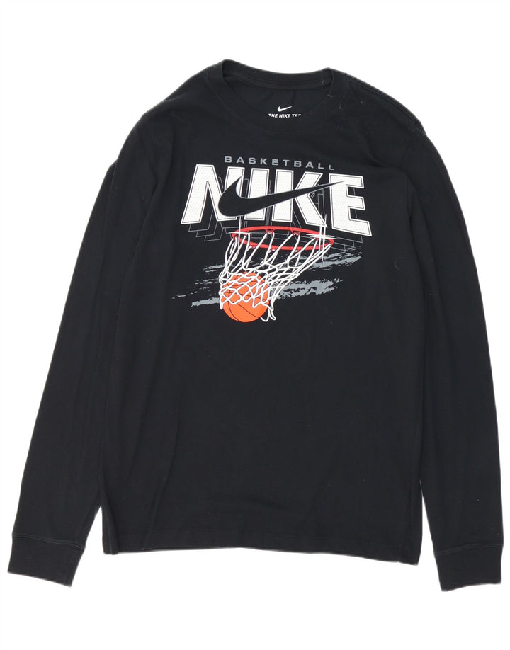 Nike Camiseta de baloncesto con gráfico de manga larga para hombre, talla mediana, azul marino