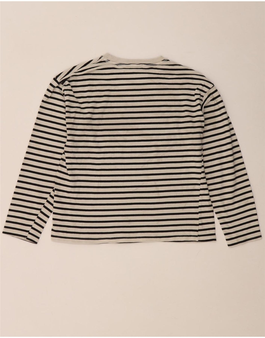Zara Mujer Top Manga Larga UK 10 Small Blanco Rayas