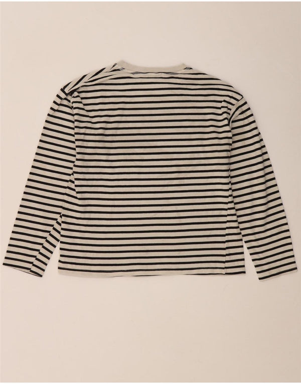Zara Mujer Top Manga Larga UK 10 Small Blanco Rayas