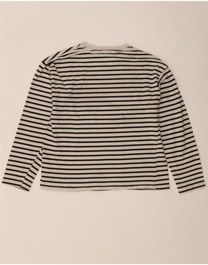 Zara Mujer Top Manga Larga UK 10 Small Blanco Rayas