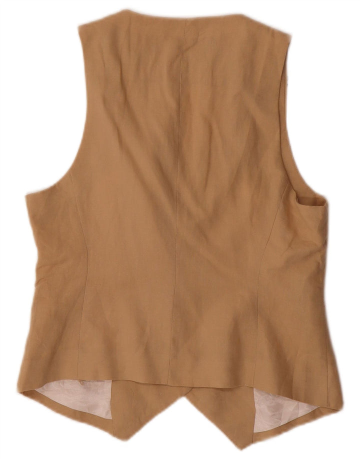 Zara Mujer Chaleco UK 10 Pequeño Lino Beige