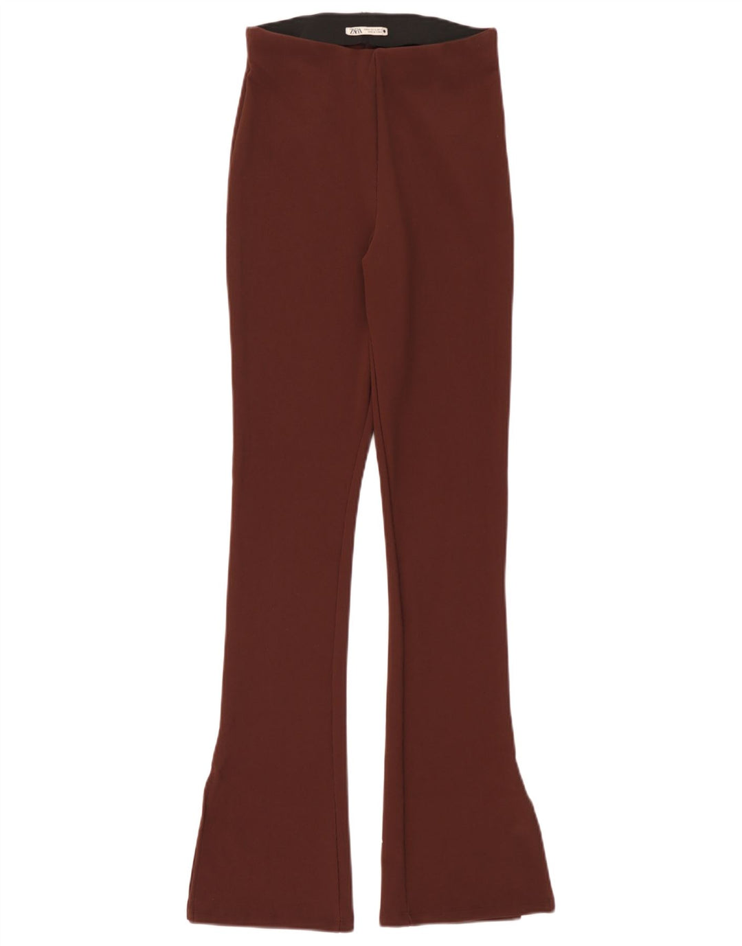 Zara Mujer Pantalón Casual Acampanado Mediano W28 L32 Marrón Poliéster