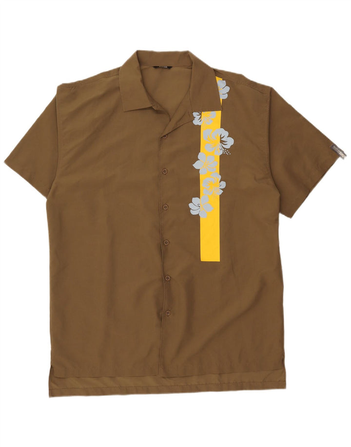 Killer Loop Camisa de manga corta para hombre Large Khaki Floral