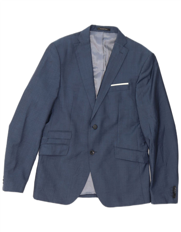 Zara Chaqueta tipo blazer de 2 botones entallada para hombre EU 50 Azul marino mediano