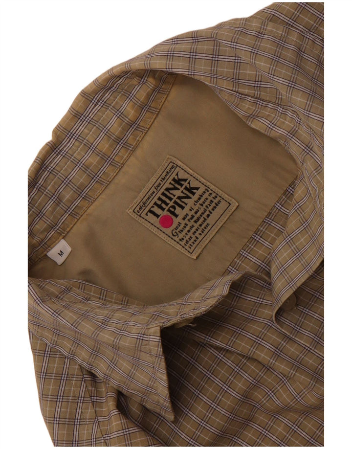 Camisa de manga corta para hombre Think Pink Cuadros beige medio