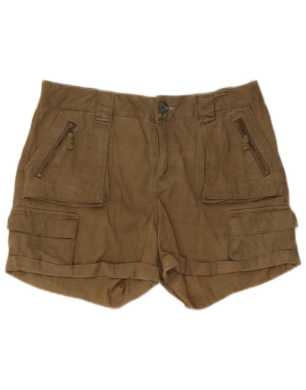 Topshop Pantalones cortos cargo para mujer UK 8 Small W30 Khaki Lyocell
