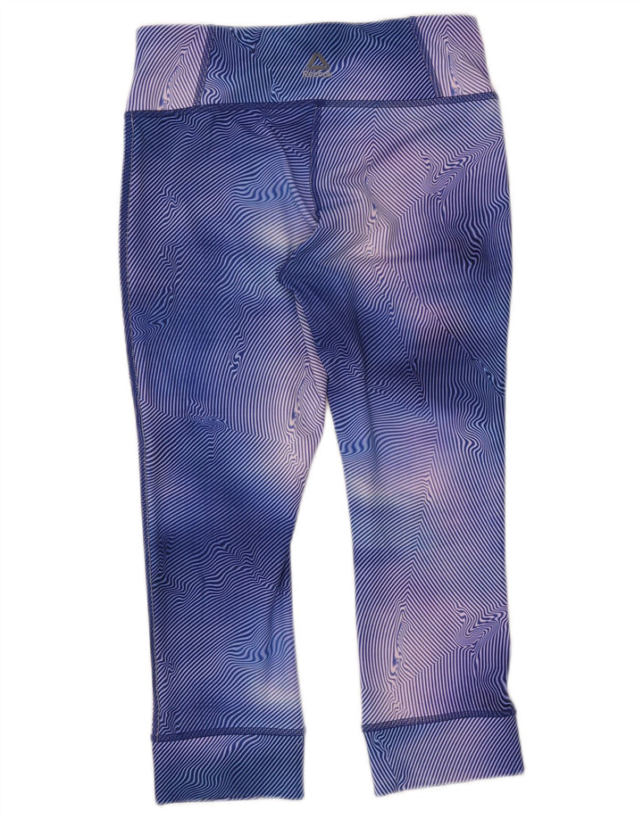 Reebok Leggings Capri para Mujer Reino Unido 8/10 Pequeño Azul Rayas