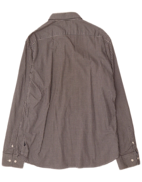 FRENCH CONNECTION Camisa para hombre grande de algodón a cuadros negro