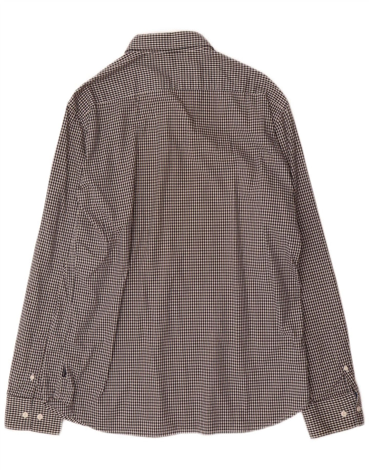 FRENCH CONNECTION Camisa para hombre grande de algodón a cuadros negro