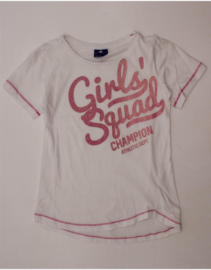 CHAMPION Camiseta gráfica para niña 9-10 años Mediana Blanco
