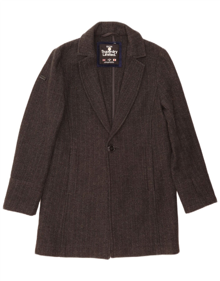 Abrigo Superdry para hombre XS Lana en espiga gris