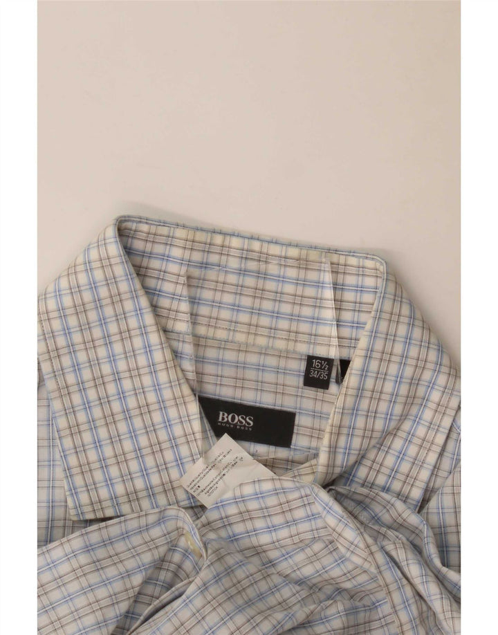 Hugo Boss Camisa de corte regular para hombre Talla 16 1/2 Grande Algodón a cuadros azul
