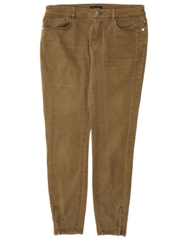 Massimo Dutti Womens Mid Rise Skinny Jeans EU 42 Large W32 L29 Khaki Cotton