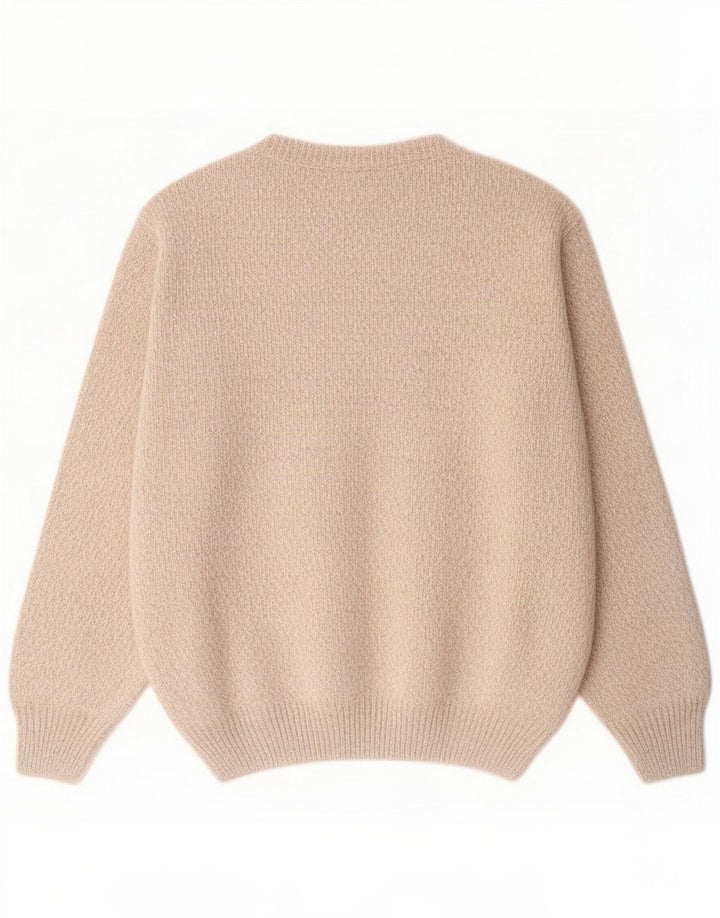 NEW LOOK Suéter tipo jersey con cuello redondo para hombre Beige medio Argyle/Lana de diamante