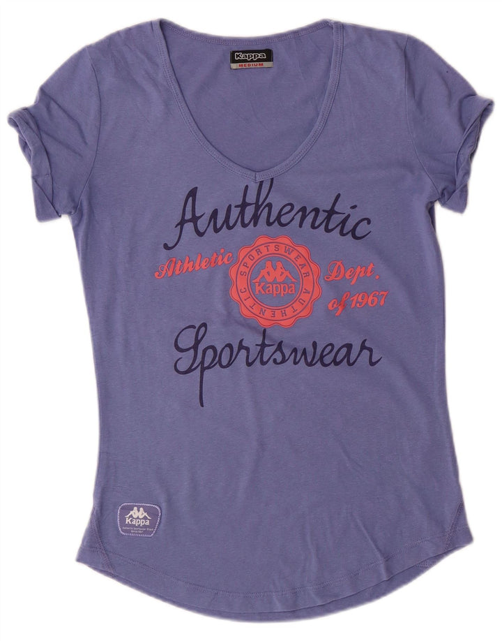 KAPPA Camiseta gráfica para mujer Top UK 12 Algodón azul medio